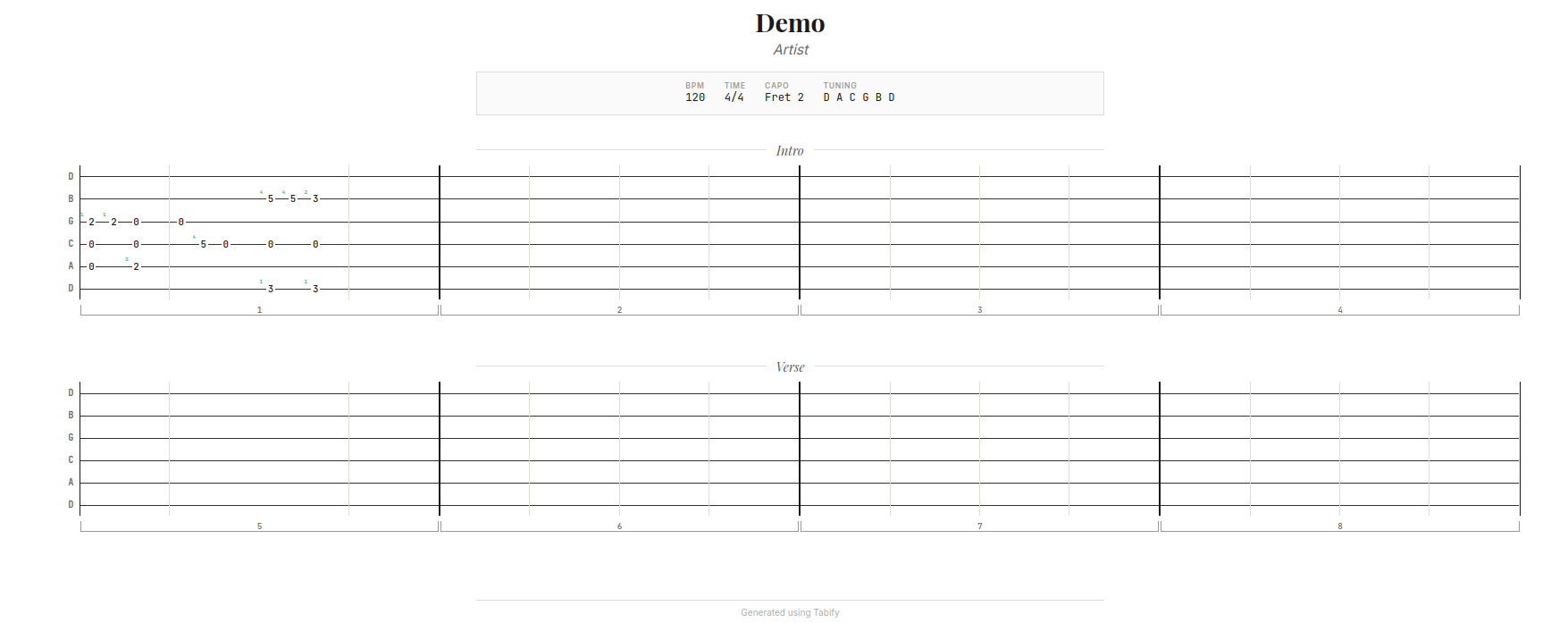 Tabify printable export output